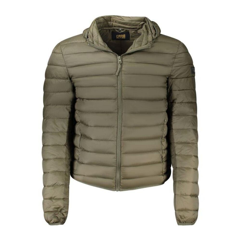 Cavalli Class Puffer Jacket Hooded Zip Men Green Jackets